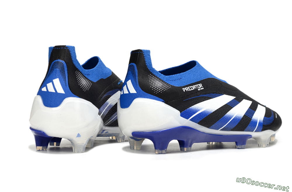 Men's Adidas Predator 25 Elite Laceless FG Football Boots - Black/White/Blue 6