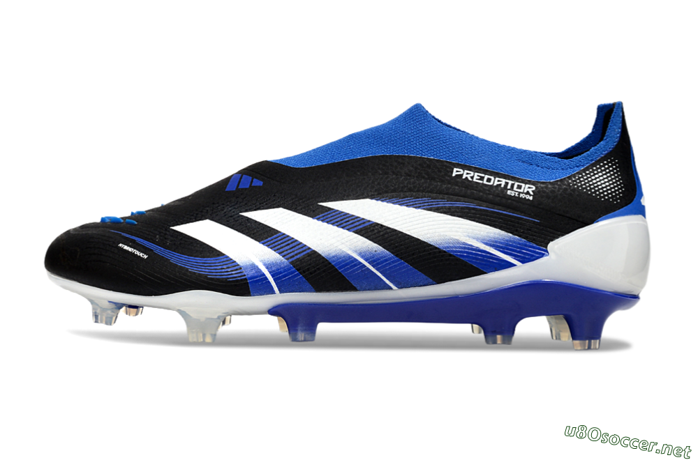 Men's Adidas Predator 25 Elite Laceless FG Football Boots - Black/White/Blue 0