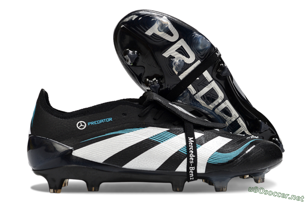 Men's Adidas Predator 25 Elite Foldover Tongue FG Football Boots - Black/White/Jade 2