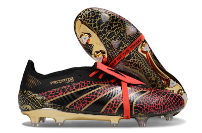 Men's Adidas Predator 25 Elite Foldover Tongue FG Football Boots - Black/Red/Gold