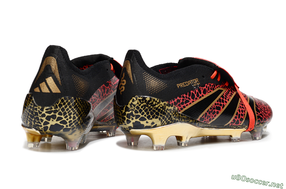 Men's Adidas Predator 25 Elite Foldover Tongue FG Football Boots - Black/Red/Gold 6