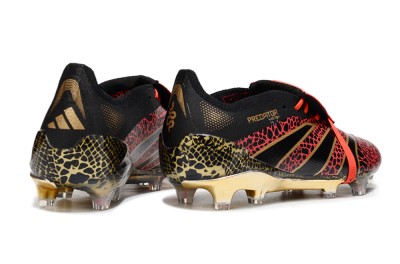 Men's Adidas Predator 25 Elite Foldover Tongue FG Football Boots - Black/Red/Gold