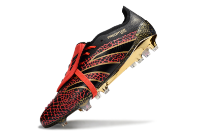 Men's Adidas Predator 25 Elite Foldover Tongue FG Football Boots - Black/Red/Gold