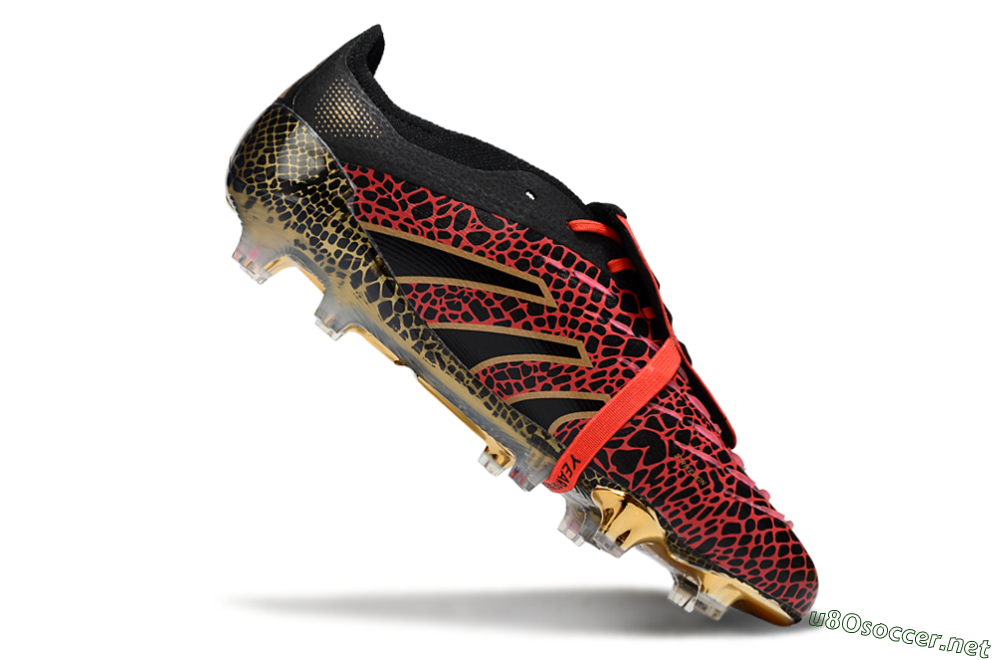 Men's Adidas Predator 25 Elite Foldover Tongue FG Football Boots - Black/Red/Gold 4