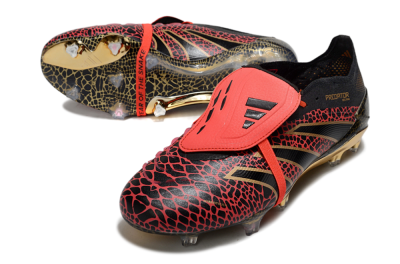 Men's Adidas Predator 25 Elite Foldover Tongue FG Football Boots - Black/Red/Gold