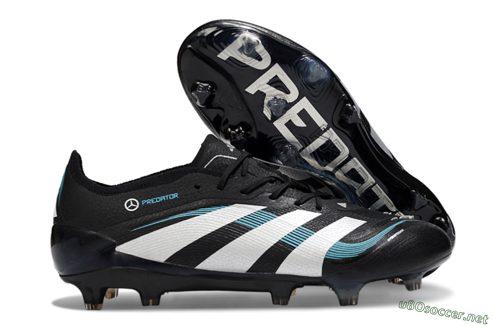 Men's Adidas Predator 25 Elite FG Football Boots - Black/White/Jade 2