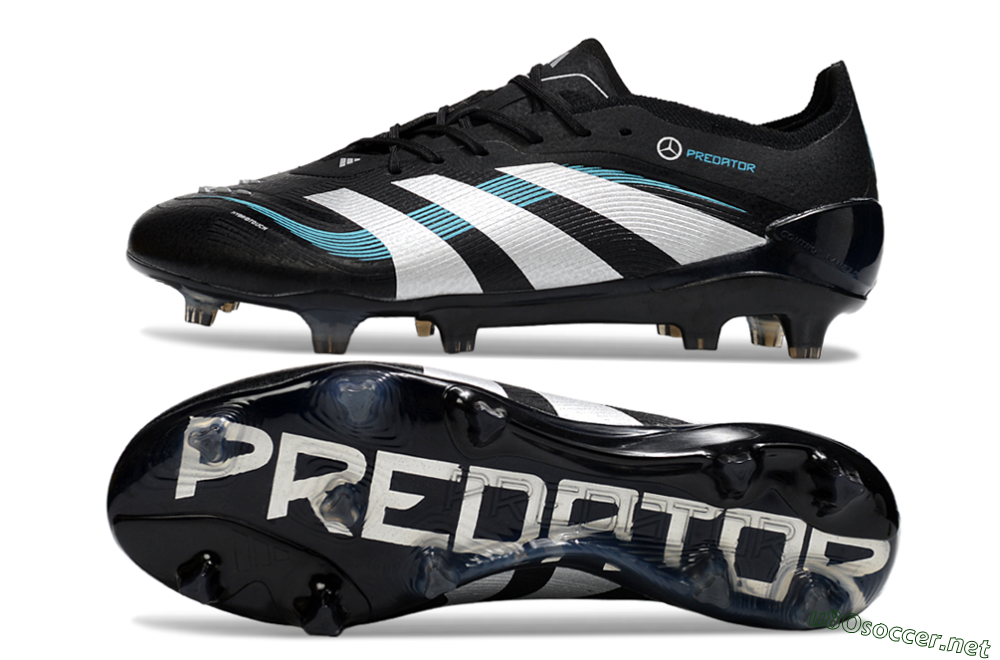 Men's Adidas Predator 25 Elite FG Football Boots - Black/White/Jade 1