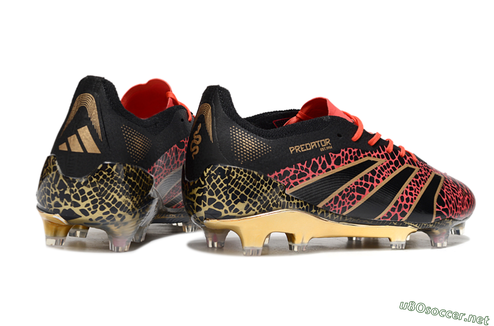 Men's Adidas Predator 25 Elite FG Football Boots - Black/Red/Gold 6