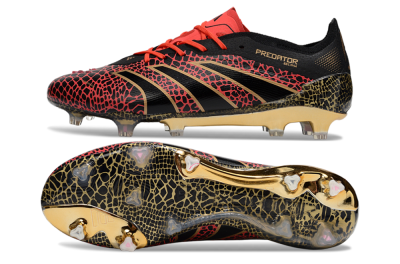 Men's Adidas Predator 25 Elite FG Football Boots - Black/Red/Gold