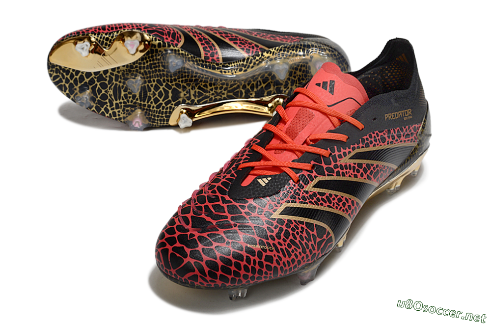 Men's Adidas Predator 25 Elite FG Football Boots - Black/Red/Gold 3
