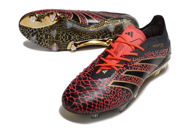 Men's Adidas Predator 25 Elite FG Football Boots - Black/Red/Gold