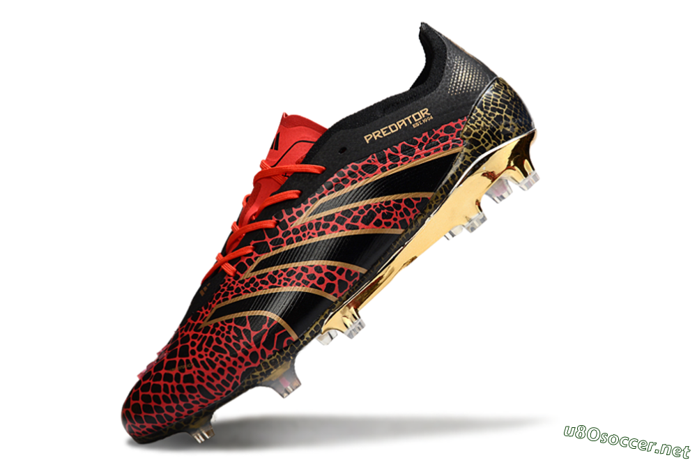 Men's Adidas Predator 25 Elite FG Football Boots - Black/Red/Gold 5