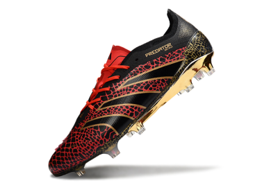 Men's Adidas Predator 25 Elite FG Football Boots - Black/Red/Gold