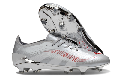 Men's Adidas Predator 25 Elite FG Football Boots - Silver/Red