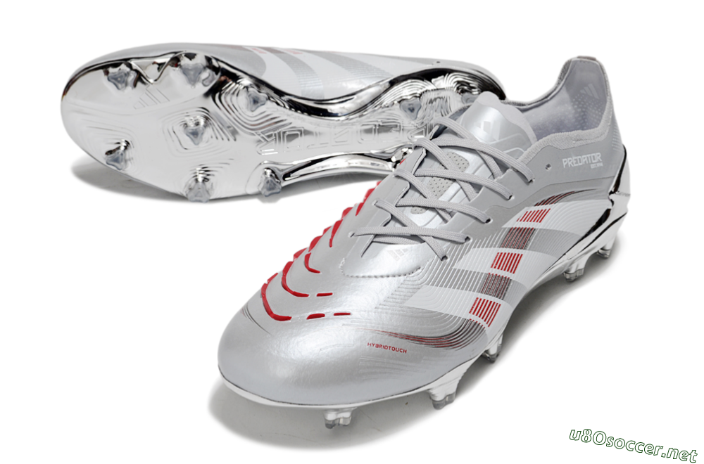 Men's Adidas Predator 25 Elite FG Football Boots - Silver/Red 3