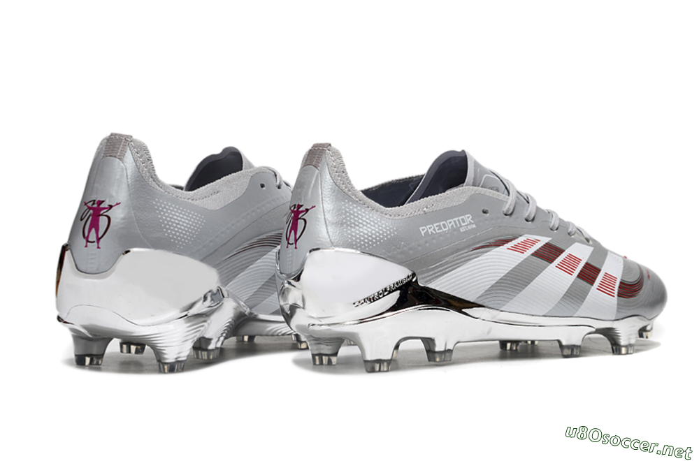 Men's Adidas Predator 25 Elite FG Football Boots - Silver/Red 6