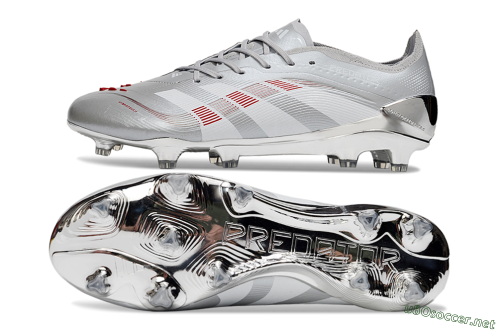 Men's Adidas Predator 25 Elite FG Football Boots - Silver/Red 1