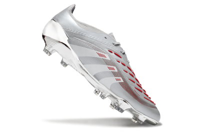 Men's Adidas Predator 25 Elite FG Football Boots - Silver/Red