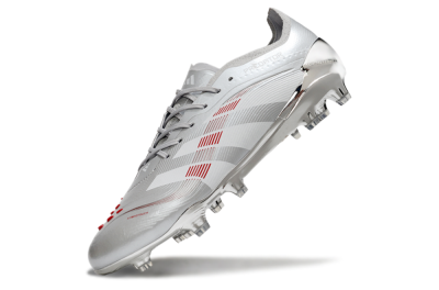 Men's Adidas Predator 25 Elite FG Football Boots - Silver/Red