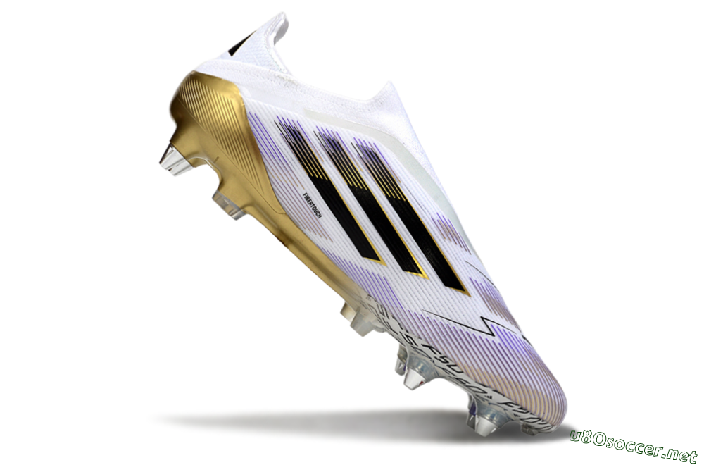 Men's Adidas F50 Elite Laceless SG Football Boots - White/Purple/Gold 4
