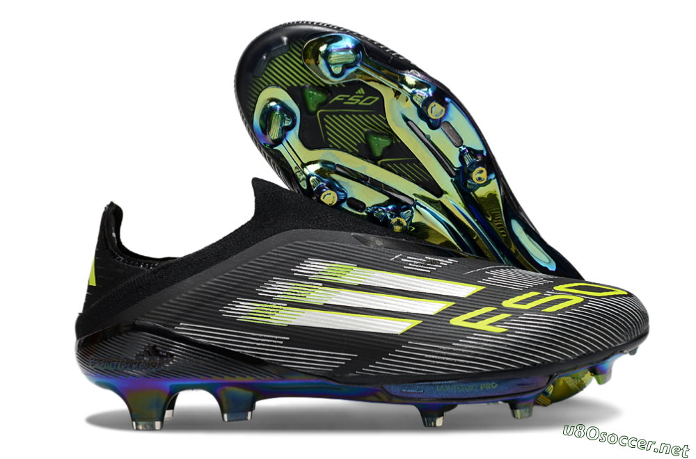 Men's Adidas F50+ Elite Lightstrike Pro Laceless FG Football Boots - Black/Silver/Gold 2