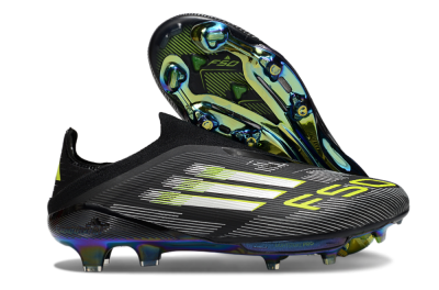 Men's Adidas F50+ Elite Lightstrike Pro Laceless FG Football Boots - Black/Silver/Gold