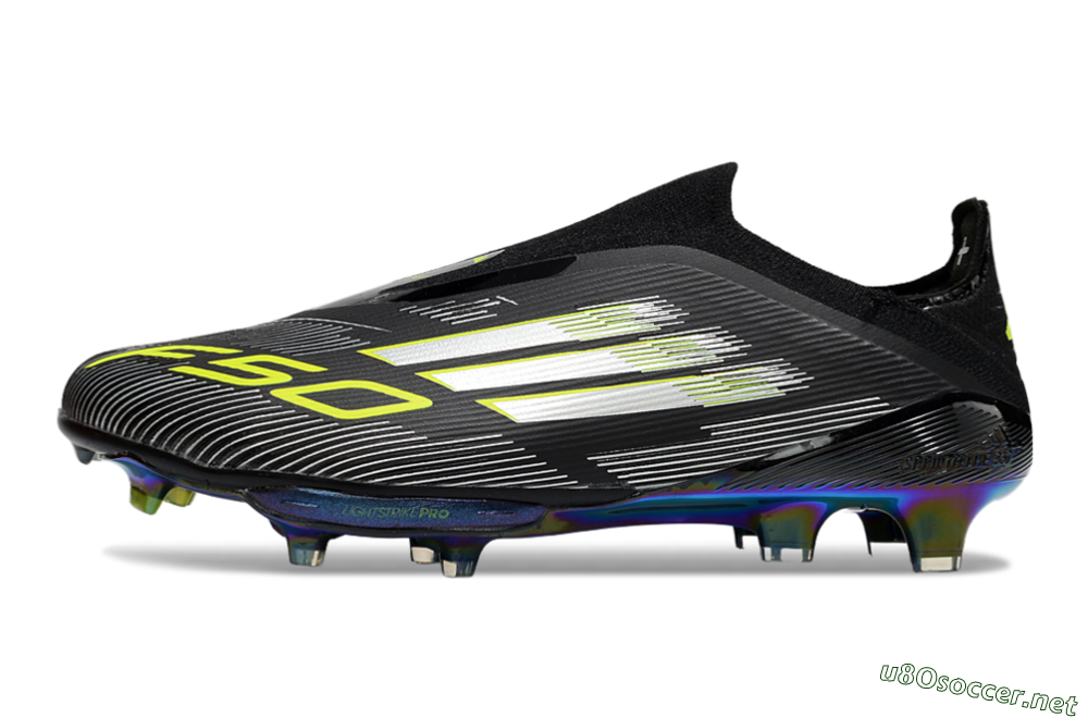 Men's Adidas F50+ Elite Lightstrike Pro Laceless FG Football Boots - Black/Silver/Gold 0