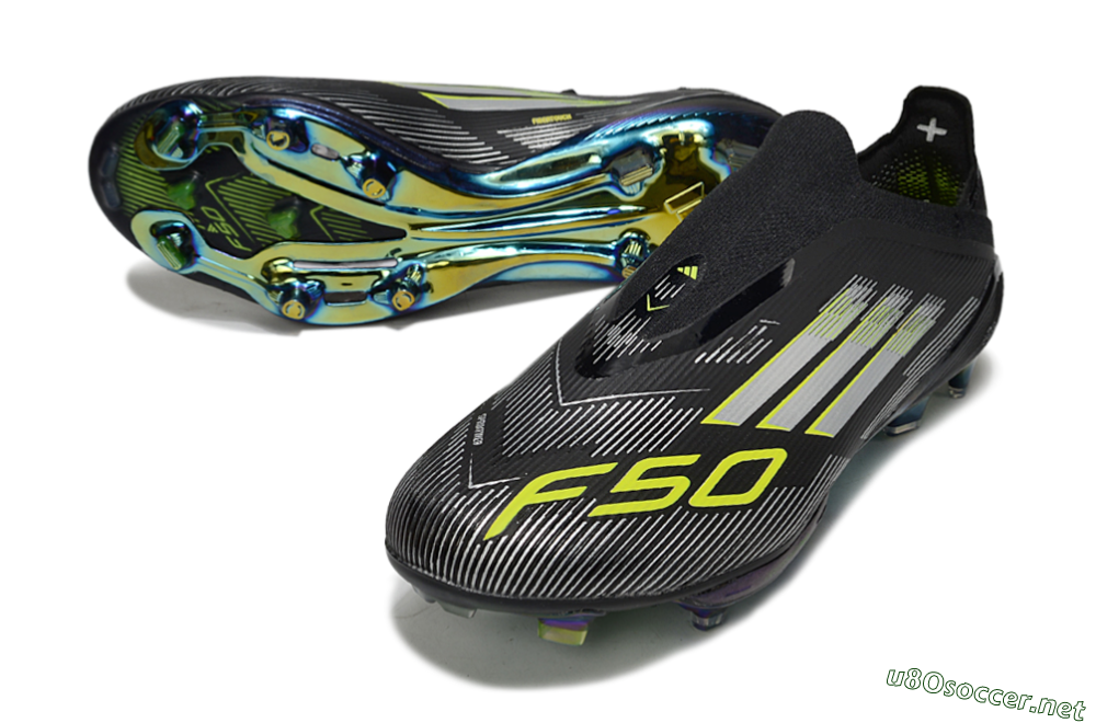 Men's Adidas F50+ Elite Lightstrike Pro Laceless FG Football Boots - Black/Silver/Gold 3
