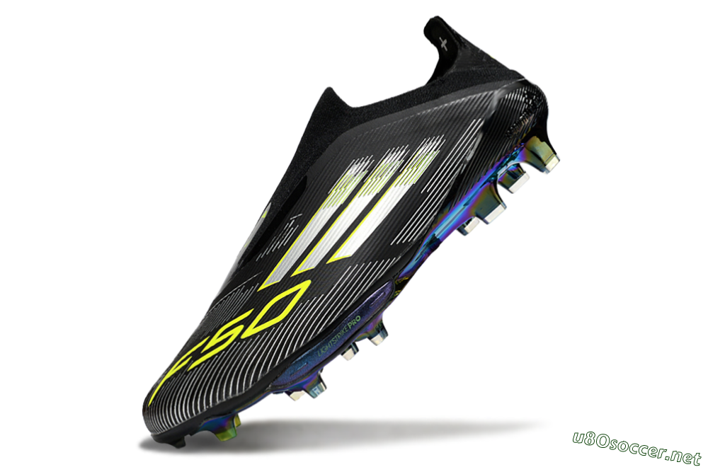 Men's Adidas F50+ Elite Lightstrike Pro Laceless FG Football Boots - Black/Silver/Gold 5