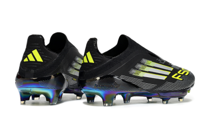 Men's Adidas F50+ Elite Lightstrike Pro Laceless FG Football Boots - Black/Silver/Gold