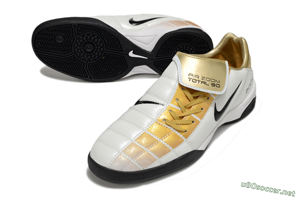Men's Nike Air Zoom Total 90 III IC Football Shoes - White/Gold/Black 3