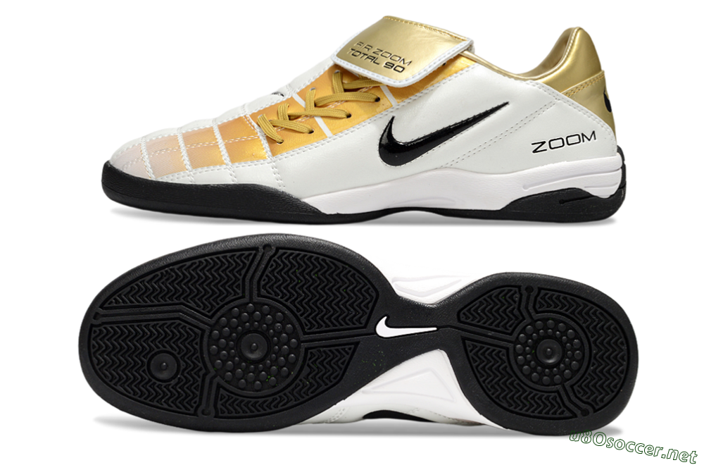 Men's Nike Air Zoom Total 90 III IC Football Shoes - White/Gold/Black 1