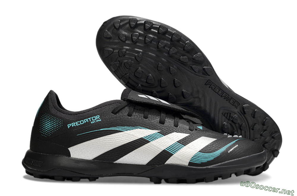Men's Adidas Predator 25 Elite Laceless Foldover Tongue TF Football Shoes - Black/White/Jade 2