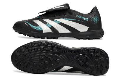 Men's Adidas Predator 25 Elite Laceless Foldover Tongue TF Football Shoes - Black/White/Jade