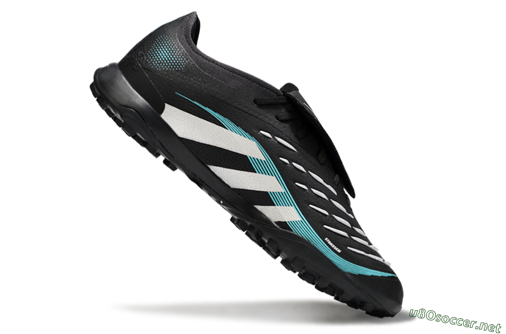 Men's Adidas Predator 25 Elite Laceless Foldover Tongue TF Football Shoes - Black/White/Jade 4