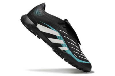 Men's Adidas Predator 25 Elite Laceless Foldover Tongue TF Football Shoes - Black/White/Jade
