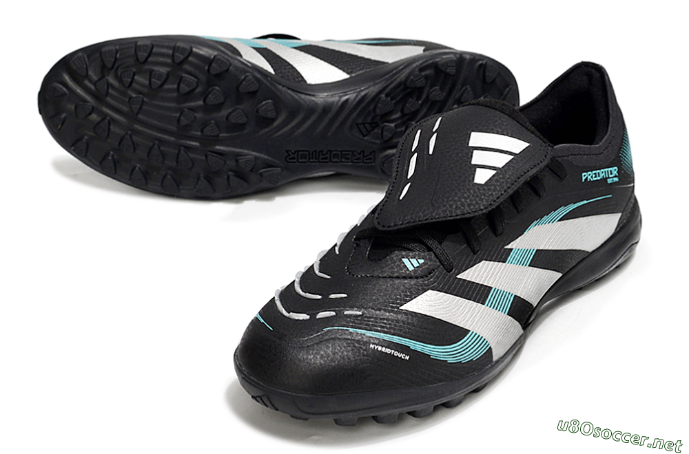 Men's Adidas Predator 25 Elite Laceless Foldover Tongue TF Football Shoes - Black/White/Jade 3