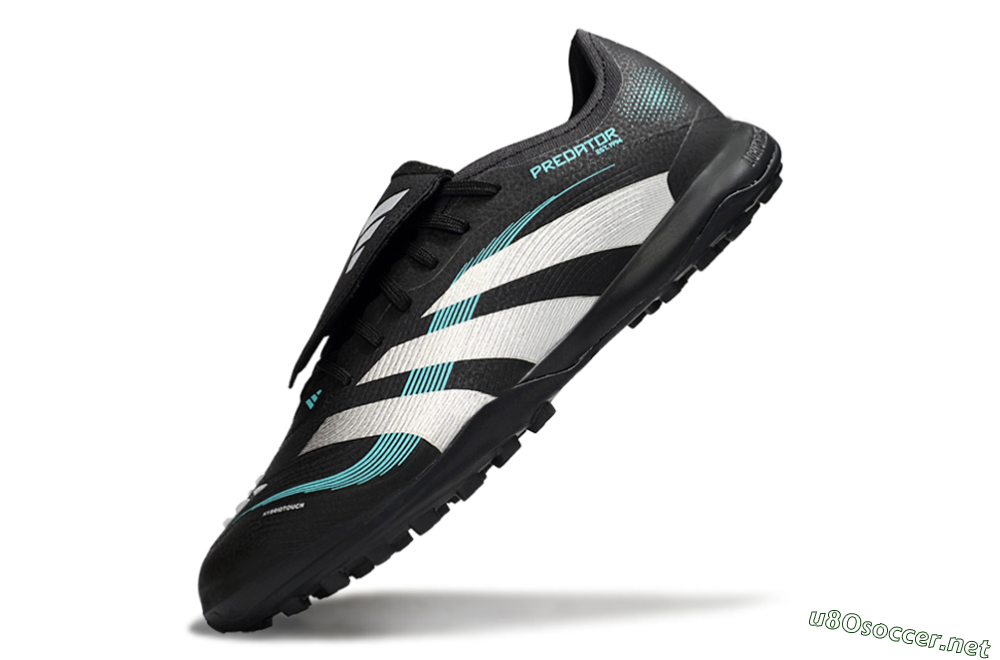 Men's Adidas Predator 25 Elite Laceless Foldover Tongue TF Football Shoes - Black/White/Jade 5