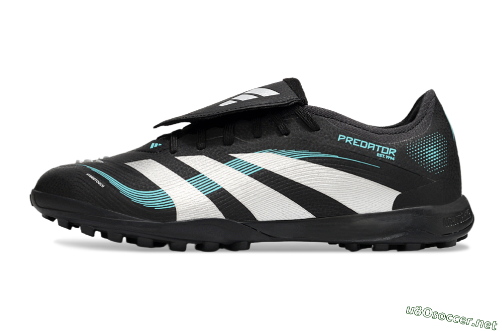 Men's Adidas Predator 25 Elite Laceless Foldover Tongue TF Football Shoes - Black/White/Jade 0