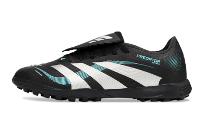 Men's Adidas Predator 25 Elite Laceless Foldover Tongue TF Football Shoes - Black/White/Jade