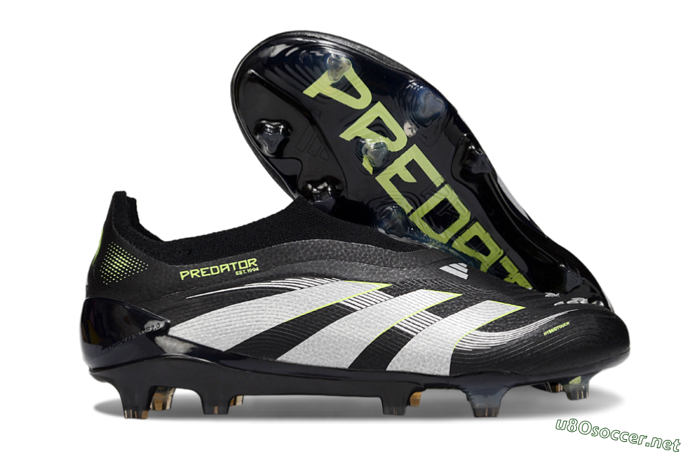 Men's Adidas Predator 25 Elite Laceless FG Football Boots - Black/White/Yellow 2