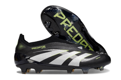 Men's Adidas Predator 25 Elite Laceless FG Football Boots - Black/White/Yellow