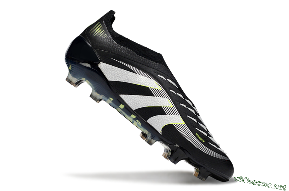 Men's Adidas Predator 25 Elite Laceless FG Football Boots - Black/White/Yellow 4