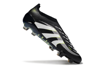 Men's Adidas Predator 25 Elite Laceless FG Football Boots - Black/White/Yellow