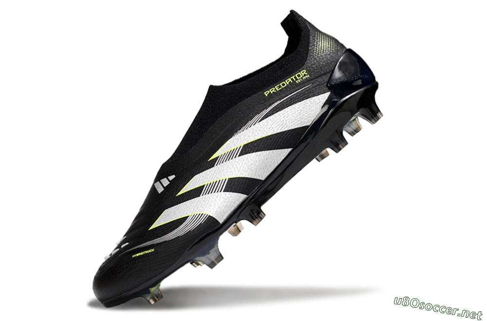 Men's Adidas Predator 25 Elite Laceless FG Football Boots - Black/White/Yellow 5