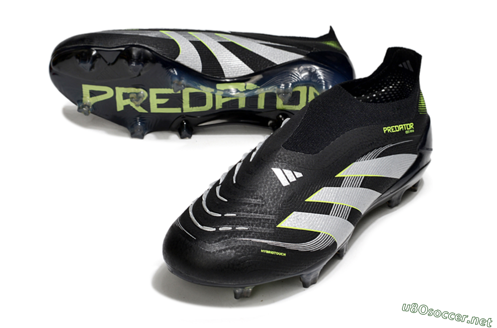 Men's Adidas Predator 25 Elite Laceless FG Football Boots - Black/White/Yellow 3