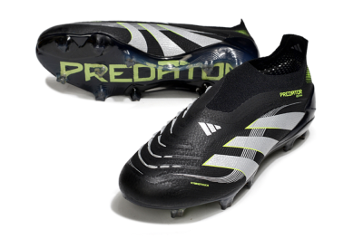 Men's Adidas Predator 25 Elite Laceless FG Football Boots - Black/White/Yellow