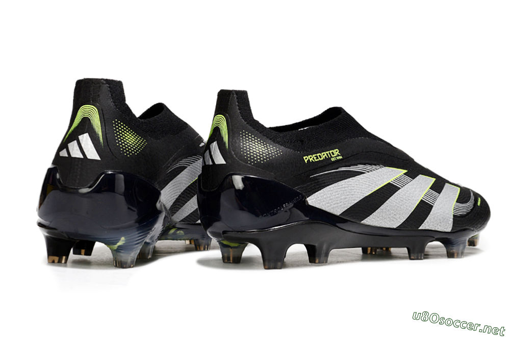 Men's Adidas Predator 25 Elite Laceless FG Football Boots - Black/White/Yellow 6