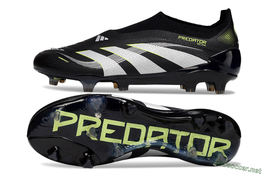 Men's Adidas Predator 25 Elite Laceless FG Football Boots - Black/White/Yellow 1