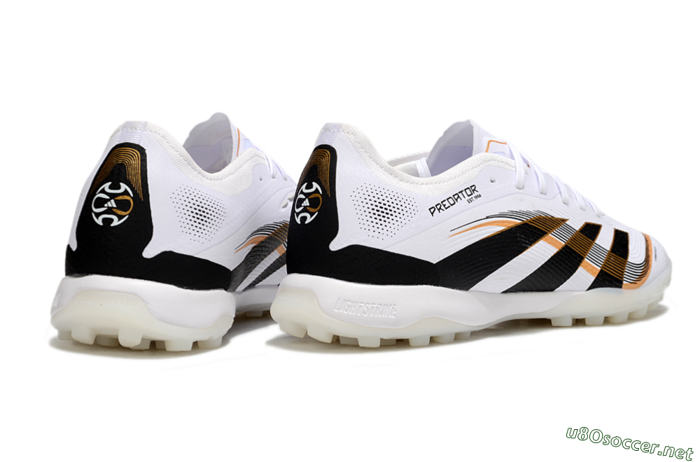 Men's Adidas Predator 25 Elite TF Football Shoes - White/Black/Gold 6